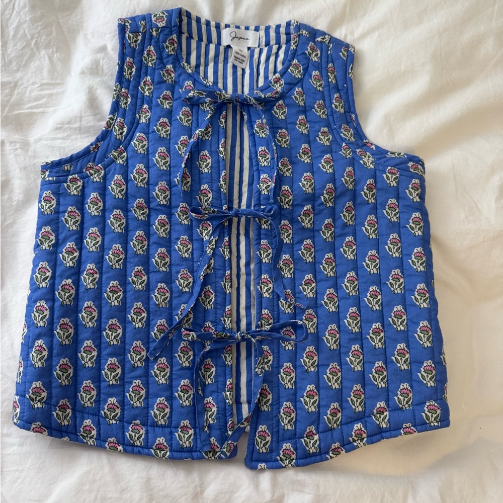 Blue Floral Quilted Vest